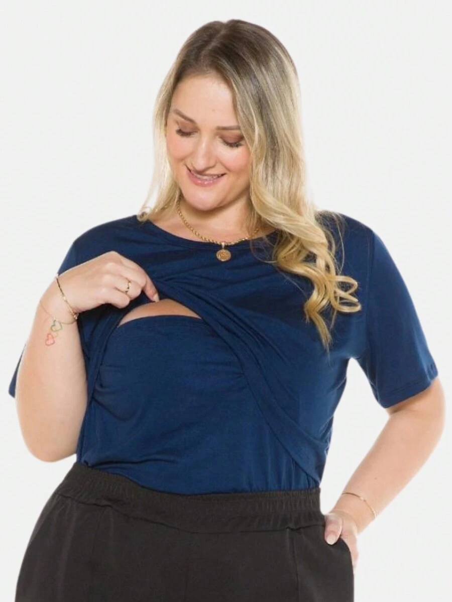 Plus Size Blouses - 藏蓝色 - 查看 1