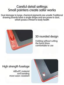 1pc 12-Inch Color Screen LCD Writing Tablet For Drawing And Writing, Electronic Handwriting Board - Red - View 6