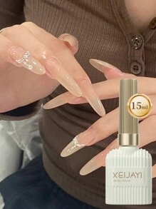 XEIJAYI 1瓶15毫升凝胶指甲油，四季皆宜，可卸LED凝胶指甲油，DIY家用美甲沙龙，送给女性和女孩的美甲护理礼物 - 杏色 - 查看 2