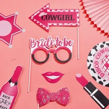 25 pièces Fournitures et accessoires pour fête thème cowboy occidental pour séance photo - Pour décoration de fête d'anniversaire thème du Texas et photographie Western, incluant décorations de enterrement de vie de jeune fille rose, Noël