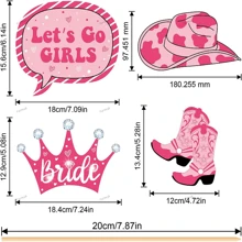 25 pièces Fournitures et accessoires pour fête thème cowboy occidental pour séance photo - Pour décoration de fête d'anniversaire thème du Texas et photographie Western, incluant décorations de enterrement de vie de jeune fille rose, Noël