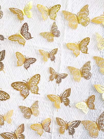 72 peças, Toppers de Bolo em Formato de Borboleta Oca em 3 Cores Diferentes - 3 Tamanhos Diferentes para Aniversários, Casamentos e Festas Temáticas - Decorações de Fácil Uso e Atraentes para Decoração de Bolos, Topper de Bolo, Decorações de Bolo, Decoração de Bolo, Ferramentas de Decoração de Bolo