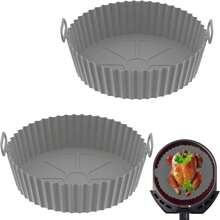1pc/2pcs/3pcs Reusable Silicone Air Fryer Pot, Organic Silicone Air Fryer Liner, Air Fryer Accessories, Kitchen Supplies Replacement For One-Time Baking Mat Paper Liner, Compatible With Nin-Ja Dual DZ201 Foodi Air Fryer (Grey)