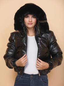 Women Winter Coats - 黑色 - 查看 4