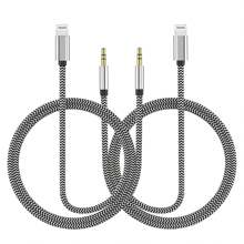 2pcs Apple AUX Audio Cable, Lightning To 3.5mm Headphone Adapter, 3.5mm To Lightning Adapter, Compatible With IPhone 14/13/12/11 Pro Max Plus Audio Cable - Snake Pattern - View 1
