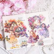 1包/6入組鮑魚殼彩虹貼紙，防水PET可愛裝飾貼紙，適用於剪貼簿 - 彩色 - 查看 6