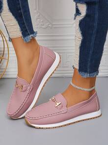 Shoes For Women, Solid Color Daily Commute Flat Shoes - Purple - View 3