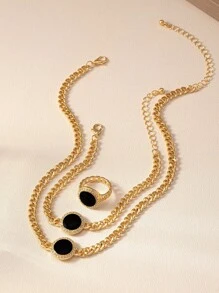 1 Set de Accesorios Personalizados con Formas Geométricas de Moda - Negro - Ver 4