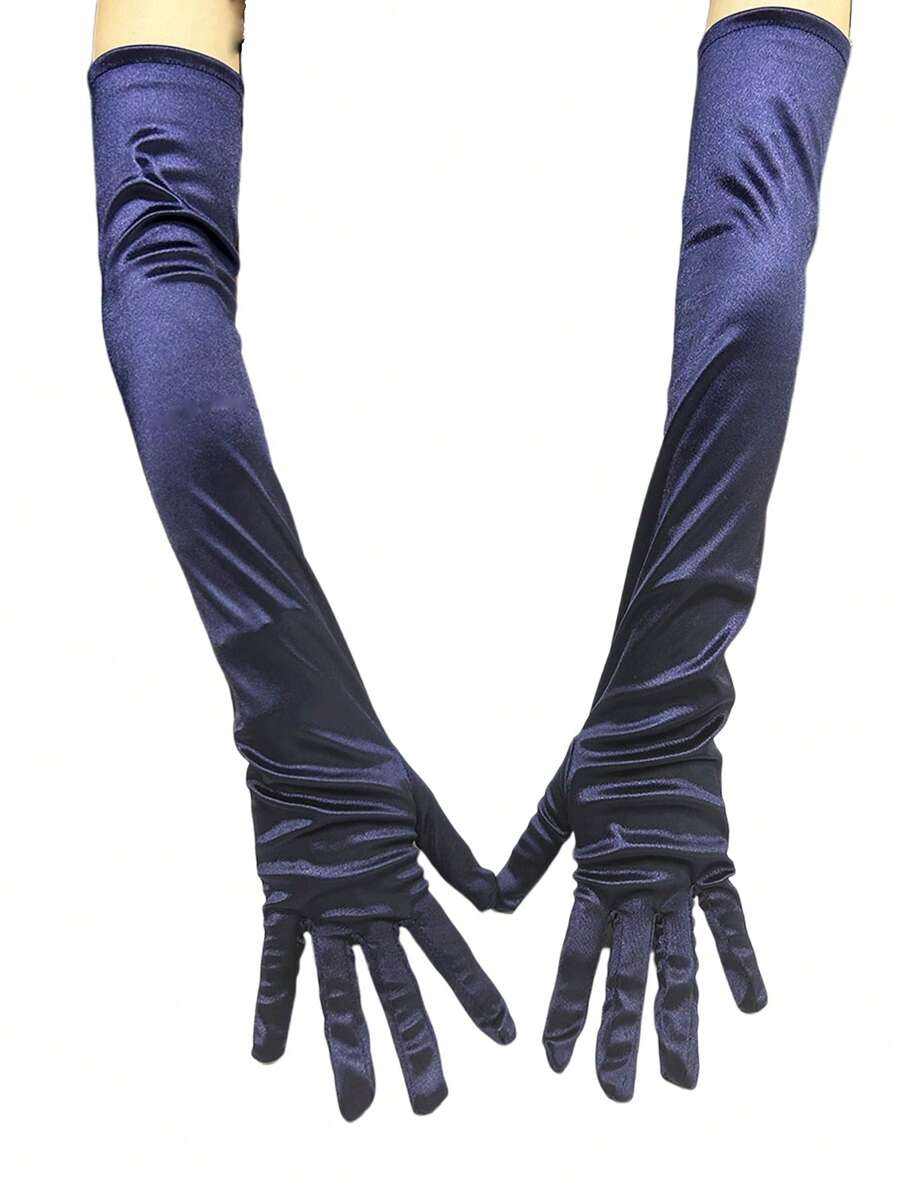 Aligament Long Opera Party Gloves For Women 1920S 20S Satin Gloves Costumes Elbow Length Bridal Evening Dress Green