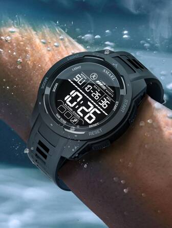  SMAEL Men's Sports Watch, Waterproof Big Dial LED Digital Display Wristwatch With Night Light, Stopwatch, Daily Decorative Watch As A Gift For Students Returning To School