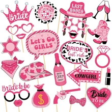 25 pièces Fournitures et accessoires pour fête thème cowboy occidental pour séance photo - Pour décoration de fête d'anniversaire thème du Texas et photographie Western, incluant décorations de enterrement de vie de jeune fille rose, Noël