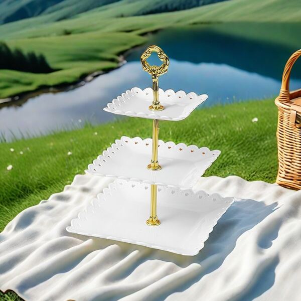 3 Tier Cupcake Stand Holder, BACUTHY Plastic Cup Cake Stand Towel With Tiered Serving Tray For Cupcakes, Donuts, Fruits And More Christmas Gift