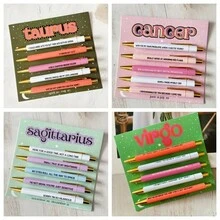 1 Set 12 Constellations Theme Retractable Ballpoint Pen, Various Colors Of Fun Pen, Black Ink 1.0mm Midpoint Quick Drying, Used For Writing Drawing Diary Notes, Birthday Office Gifts - Multicolor - View 9