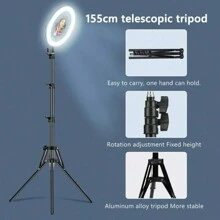 Chân đế 1,6M có thể gập lại với đèn vòng 10 inch để phát trực tiếp - màu đen - Xem 3
