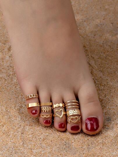 Conjunto de 10 anillos de dedo ajustables de metal y estilo vintage, de moda, adecuado para el uso en verano de mujeres, estilo de playa