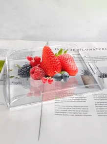 1pc Acrylic Clear Food Tray, Transparent Jewelry Organizing Tray Christmas Gift - White - View 5