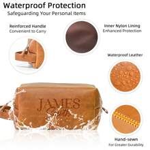 Personalized Leather Toiletry Bag For Men, Engrave Name Initials, Customized Monogram Travel Shaving Dopp Kit For Groomsmen Best Man, Graduation Gifts Father's Day, Wedding, Birthday, Husband, Makeup Bag Wash Bag For Bathroom College Dorm Portable Multifunctional Student Letter Versatile,Large Capacity,Functional,Foldable,Practical,All-Purpose Fashion,Contracted,Minimalist,Kawaii,Vacay Vibes/Vacation,Leisure,Basics Personalized,Unique,Custom Finds,Winter Fashion,Christmas/Holiday Gift,Personalized Gifts For Women,Toiletry Bag Ideal Gifts For Her Girlfriend,Family,Friends,Children,Pink Girls For Anniversaries,For Birthdays,For Christmas,For Holiday/ Vacation,For School,For Outdoors/Outings/Travel/Hiking/Stadium/Sports/Climbing - Brown - View 3