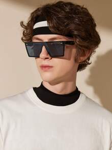 1 Stück Herren getönte quadratische Mode Brille für Reise, Musik, Party Kleidungs Accessoires - Dunkelgrau - Übersicht 12
