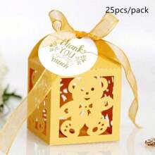 Caja de dulces con diseño de oso bonito de 25 piezas/paquete, caja de empaque de chocolate de 5x5x8cm adecuada para cumpleaños, , festivales, fiestas y decoración de regalos para invitados - Multicolor - Ver 14