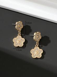 1 Cặp Ngọt Ngào & Thời Trang Phong Cách Dự Tiệc Full Pha Lê Cỏ Ba Lá May Mắn Mặt Dây Chuyền Bông Tai Nữ - Vàng - Xem 5