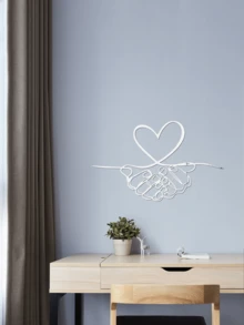 1pc 3D Geometric Line Heart Shaped Acrylic Mirror Wall Sticker For Home Decoration - Black - View 9