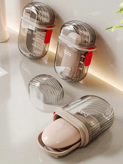 1 件简约时尚旅行香皂盒，升级版防漏旅行香皂盒，洗发水条架，带排水层的香皂容器，便携式浴室香皂架，露营，健身房，浴室储物用品，带盖旅行香皂盒旅行必需品学校学校用品节日假期必需品度假配件女士香水男士香水海滩瓶