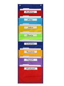 8-Pocket Rainbow Color File Hanging Organizer Bag For Door, Magazine Letter Paper Book Storage Pocket Wall Pouch - Multicolor - View 2