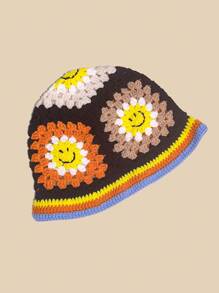 1pc Women's Colorful Handmade Y2K Knitted Hat, Fashionable And Versatile Hollow Out Bucket Hat, Suitable For Daily Wear, Streetwear, Boho Style - A - View 10