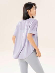 361degree 361 Women Sports Top, Mesh Shoulder Panel And Moisture-Wicking Material, Breathable And Lightweight, Hip-Hide Design Suitable For Yoga, Running, Dance And Adults/Teens