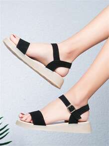 Nuevas sandalias de moda casuales de verano para mujer con hebilla, suela gruesa y de ante