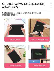 1pc 12-Inch Color Screen LCD Writing Tablet For Drawing And Writing, Electronic Handwriting Board - Red - View 3