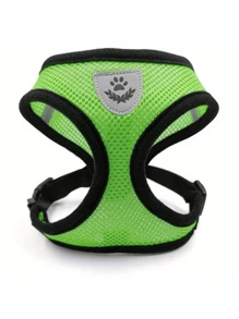 Langxingcs宠物猫狗牵引绳套装，含防逃脱可调节胸背带、反光安全带和项圈，采用柔软透气的网状材料。 - 綠色 - 查看 5
