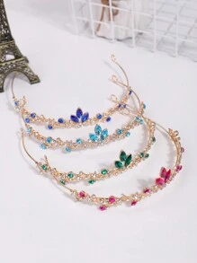 1pc Girls' Luxury Sweet Princess Crown Headband With 3D Rhinestones - Purple - View 4