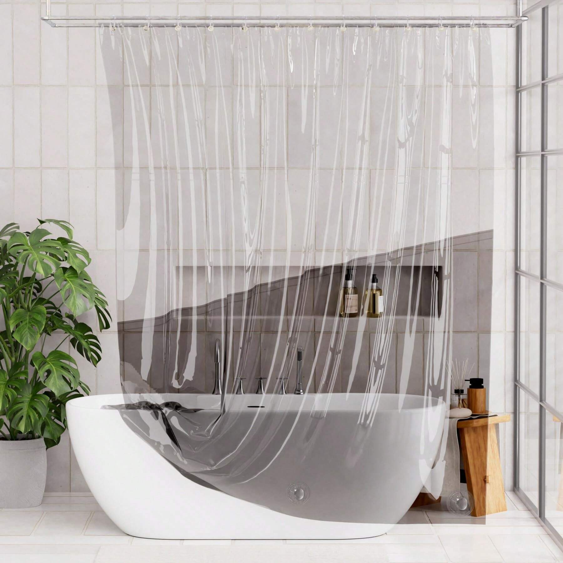 AmazerBath Color Block Shower Curtain Liner, 100 EVA Soft Shower Liner