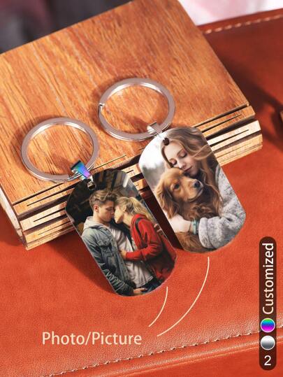 1 pièce Porte-clés personnalisé avec photo, porte-clés de couleur, porte-clés photo gravé personnalisé, porte-clés photo personnalisé, porte-clés personnalisé avec photo, porte-clés en acier inoxydable personnalisé, cadeau pour la fête des mères, cadeau pour la fête des pères