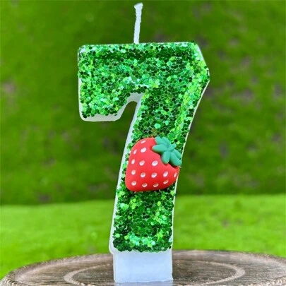 新鮮綠色紅色草莓數字生日蠟燭，創意蛋糕裝飾蠟燭，適用於周年慶祝派對DIY手工藝