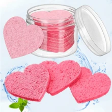 Bộ 50 Đóng Hộp Mặt Bọt Biển Nén Mặt Bọt Biển Tự Nhiên Miếng Bọt Biển Rửa Mặt Làm Sạch Trang Điểm Puff - Hồng - Xem 2