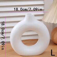 北欧风甜美花瓶，圆形花卉套装，干花仿真，家居摆设，软装装饰，房间装饰，创意甜甜圈花瓶，客厅装饰，桌面花瓶，茶几花瓶，餐桌花瓶，电视柜花瓶 - 白色 - 查看 7