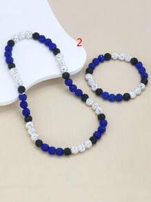 GuoShuang Unisex Bóng Chày Màu Đá Bóng Vòng Cổ Và Vòng Tay Hip Hop Vòng Cổ Và Vòng Tay 42cm + 21cm, 50cm + 21cm - Nhiều màu - Xem 2