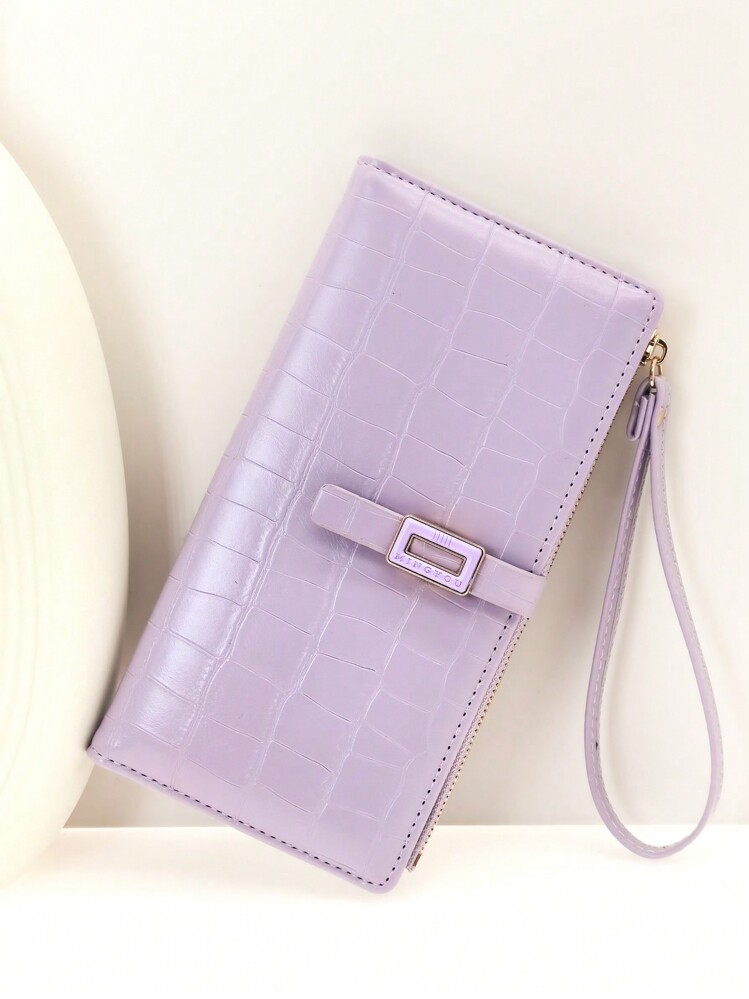 MINGYOU Long Style Women's Fashion Snap Closure Cute Wallet, Elegant Zipper Wallet, Multi-Functional Card Holder Wallet, Student Gift - Mauve Purple - View 2