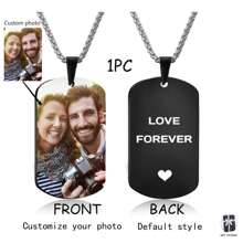 定制個性化相片吊墜項鏈，定制吊墜項鏈和相片，個性化男士項鏈，個性化女士項鏈，男（女）朋友、父母節禮物 - 黑色 - 查看 1