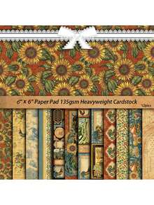 12 hojas de material de papel con patrón floral romántico para scrapbooking, manualidades creativas, suministros de oficina y escuela, detalles de fiesta y adornos para tarjetas de felicitación - Multicolor - Ver 1