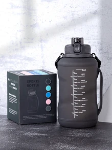 1PC 2L opvouwbare waterfles, met tijden om te drinken, 64 Oz motiverende fles met rietje en riem, herbruikbaar lekvrij, voor sportgymnastiek - Grijs - Bekijken 6
