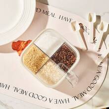 1个厨房按压式调味盒，带勺，密封防潮，四格香料罐，可盛放盐、味精和其他调味料。本产品仅包含调味盒，不含其他物品。,收纳,厨房收纳,厨房用品,房间装饰,家居装饰。,收纳,厨房收纳,收纳,厨房用品,房间装饰,家居装饰。 - 彩色 - 查看 1