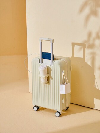 1 pieza de maleta de 22 pulgadas con puerto de carga USB, portavasos, gancho, ruedas silenciosas, cerradura de combinación, expandible. Maleta de viaje, negocios, escuela, vacaciones, adecuada para estudiantes, parejas, hombres y mujeres. Accesorio escolar.