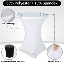 1入組雞尾酒派對圓桌套白色彈性戶外用餐桌巾酒吧宴會桌布