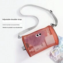 1 Túi đựng mỹ phẩm dạng lưới thoáng khí hình trụ, Túi đeo chéo cầm tay du lịch thông thường, lý tưởng cho việc đi biển, bơi lội và sắp xếp các đồ dùng cần thiết cho chăm sóc cá nhân - Nhiều màu - Xem 4