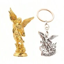 1pc Saint Michael Archangel Figurine, Sacred Angel Michael's Sculpture, Zinc Alloy Statue For Home Desk Decor Best Gifts Birthday Graduation