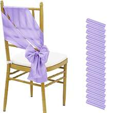 16pcs Light Purple Chair Sashes With Bow Universal Chair Back Decoration, Suitable For Wedding, Restaurant, Event Decor, Party, Hotel Activity Decor - Multicolor - View 1