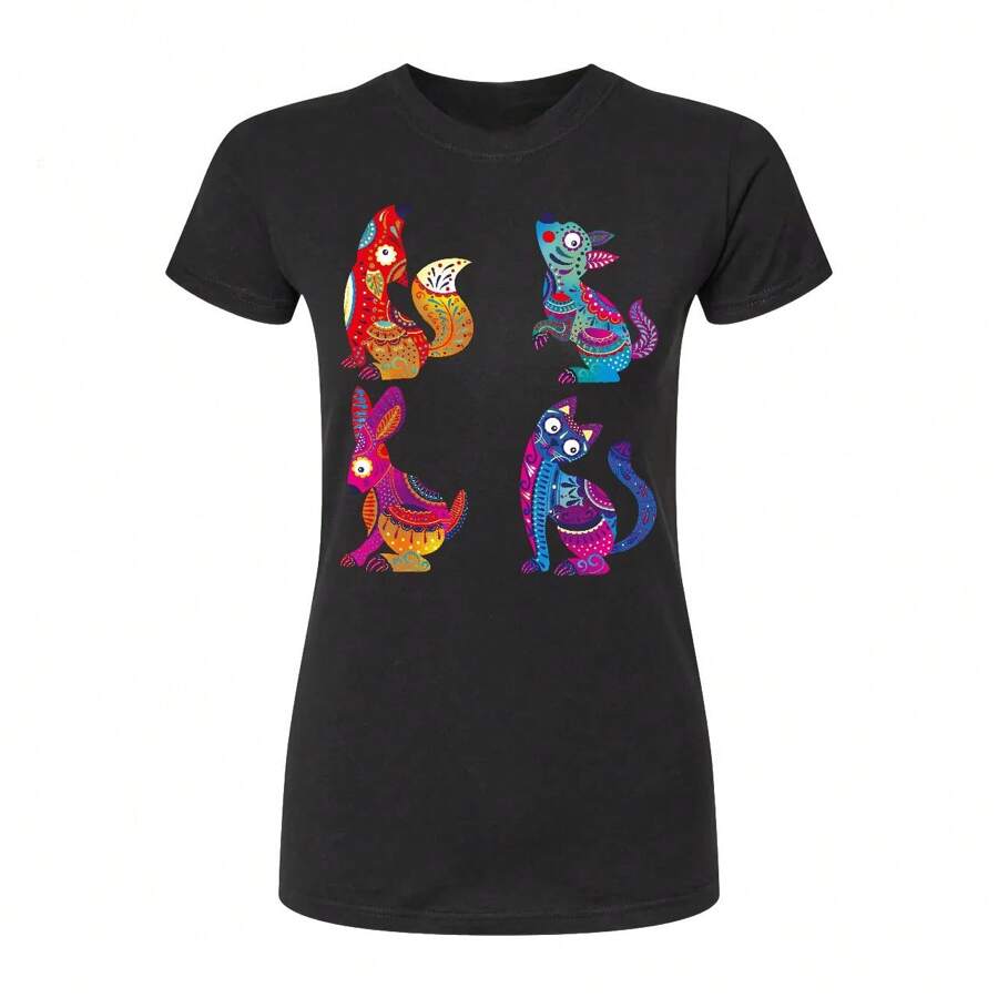 Playera Animales Alebrijes Aztlán Arte Mexicano - Negro - Ver 1